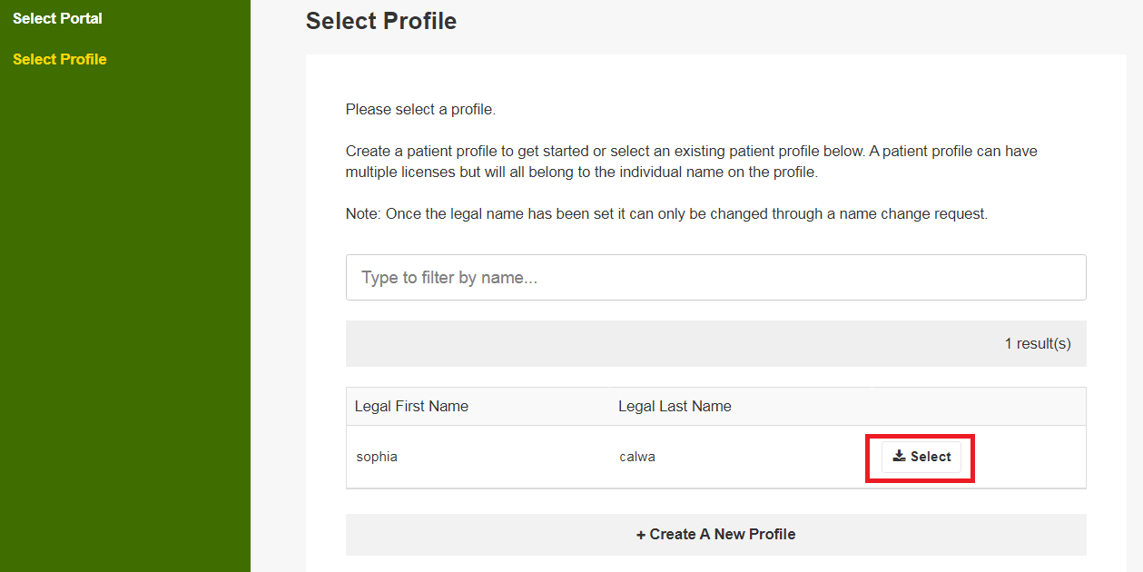 Select Your Profile