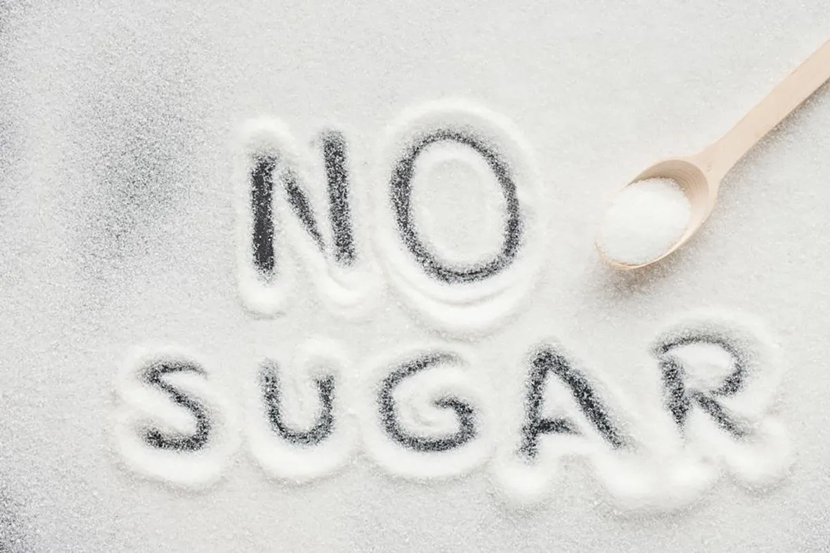 sugar with ‘no sugar’ written with a finger smudge to indicate avoiding sugary foods