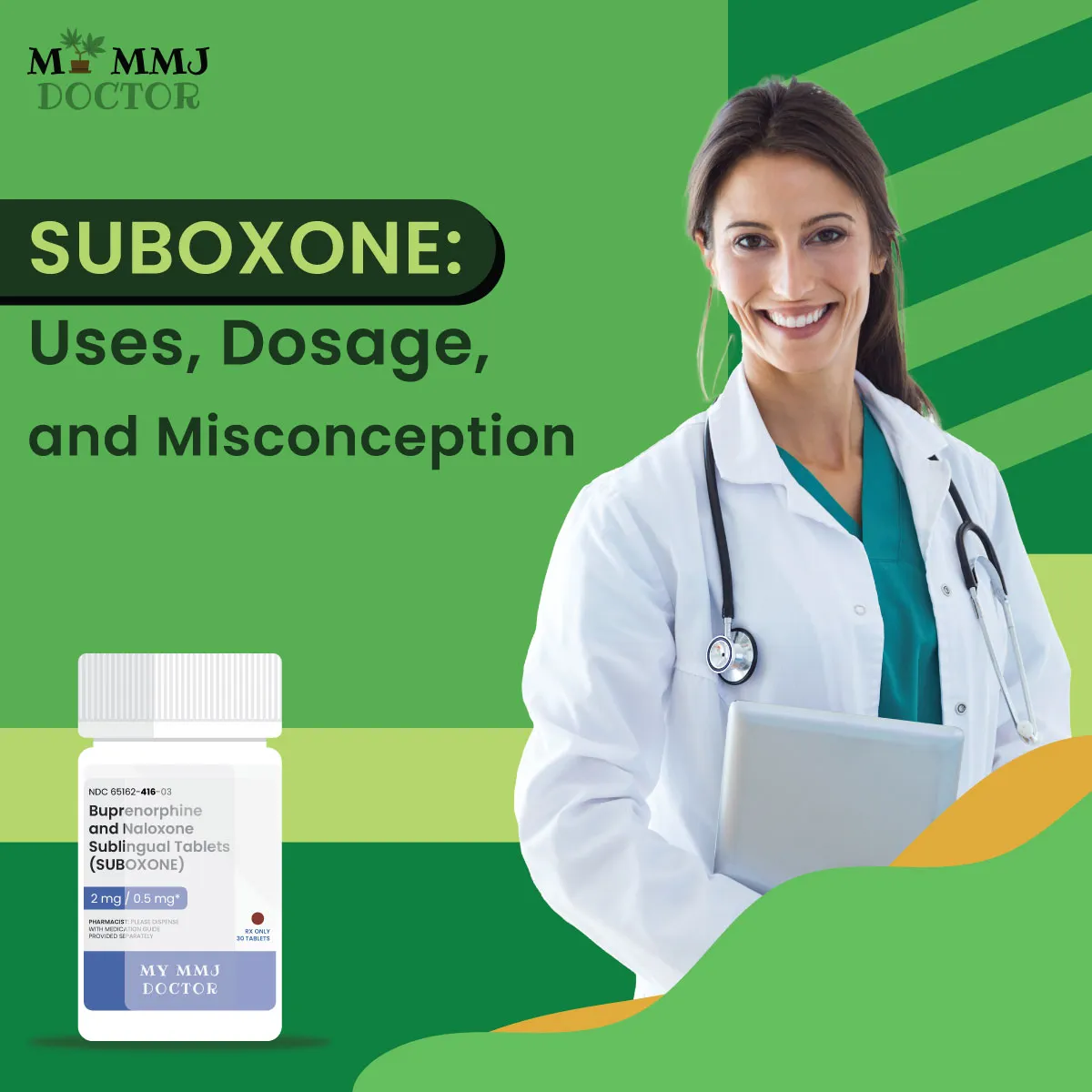 a doctor holding suboxone sublingual tablets with the heading 'suboxone uses, dosage, and misconception' a doctor holding suboxone sublingual tablets with the heading 'suboxone uses, dosage, and misconception'