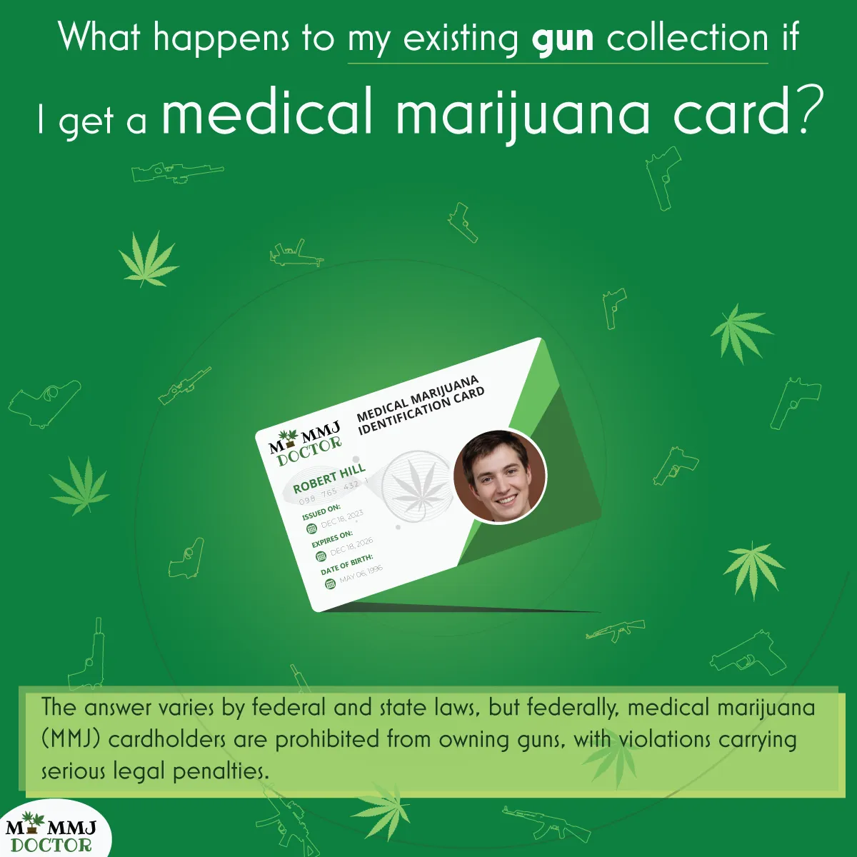 existing guns and medical marijuana card concept with marijuana leaf and gun elements existing guns and medical marijuana card concept with marijuana leaf and gun elements