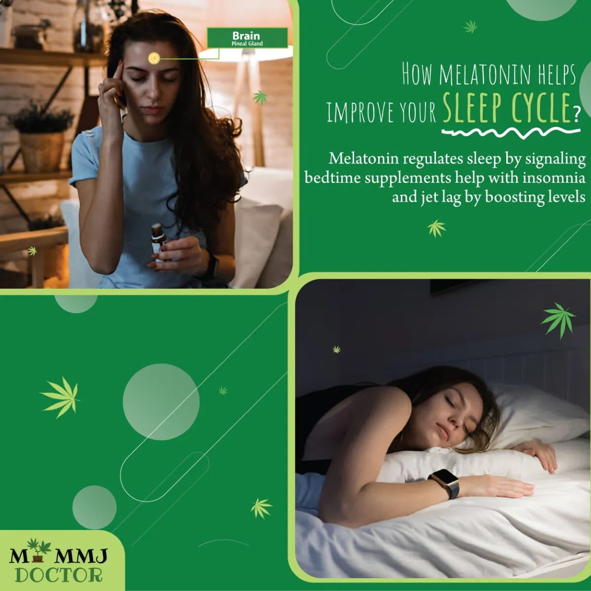 infographic showing how melatonin helps sleep cycle with woman taking melatonin and sleeping peacefully infographic showing how melatonin helps sleep cycle with woman taking melatonin and sleeping peacefully