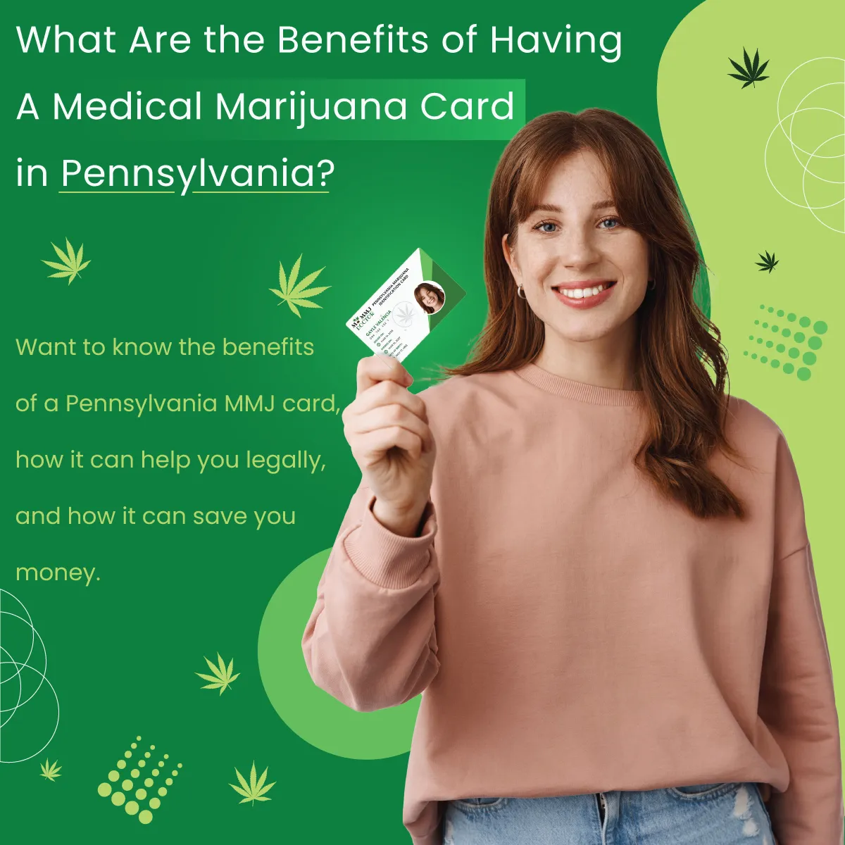 woman displaying her pennsylvania medical marijuana card to showcase benefits woman displaying her pennsylvania medical marijuana card to showcase benefits