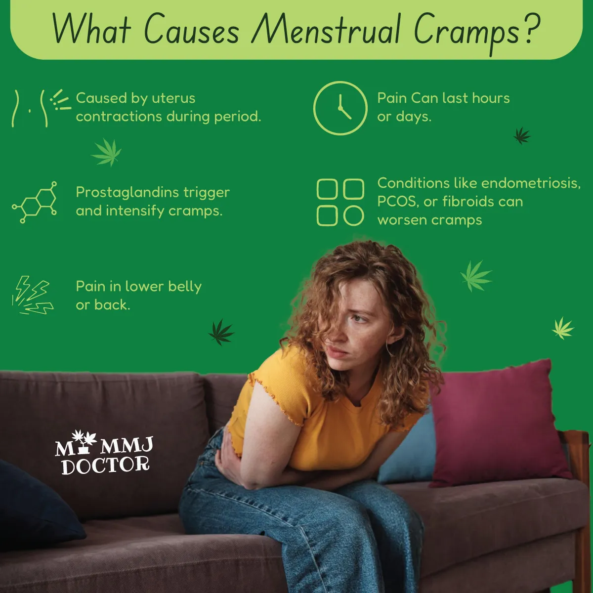 woman experiencing abdominal pain from menstrual cramps and hormonal changes