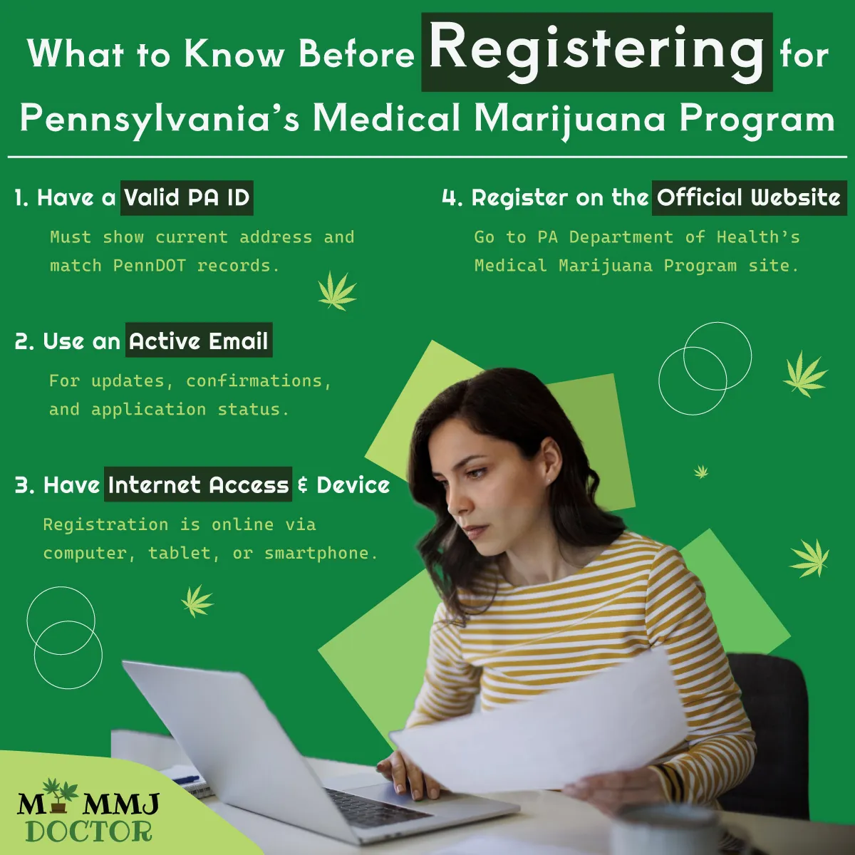 woman holding documents needed for pennsylvania medical marijuana registration woman holding documents needed for pennsylvania medical marijuana registration