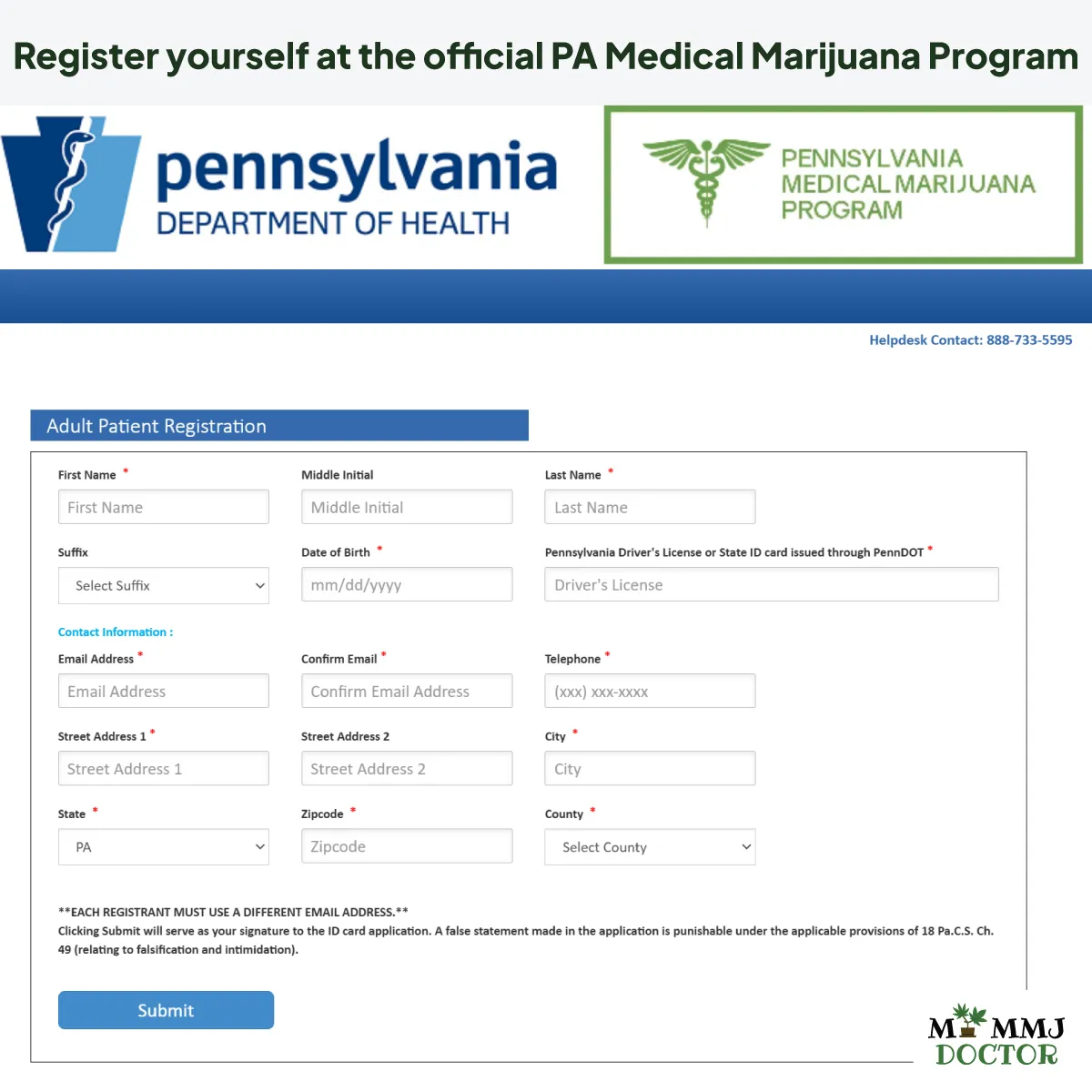 screenshot of official pa medical marijuana registration website for adult patients screenshot of official pa medical marijuana registration website for adult patients