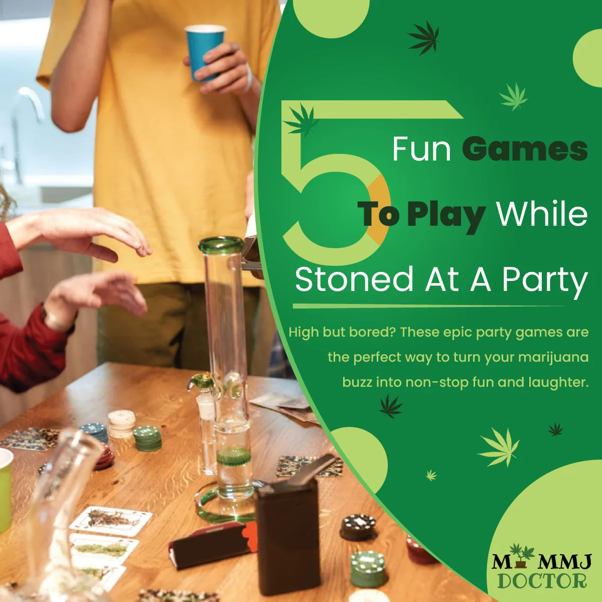 man high on weed playing video games at table with blunt, text overlay says 5 games to play stoned