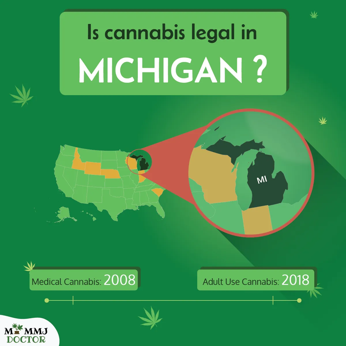 map showing michigan cannabis legality with 2008 medical and 2018 recreational legalization dates map showing michigan cannabis legality with 2008 medical and 2018 recreational legalization dates