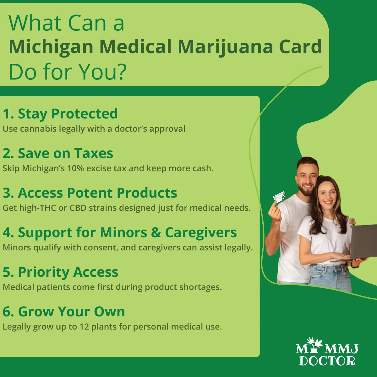 infographic listing top benefits of a medical marijuana card in michigan infographic listing top benefits of a medical marijuana card in michigan