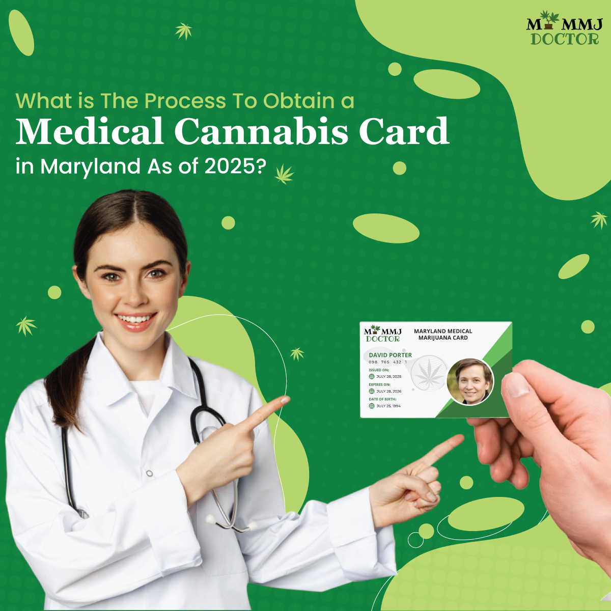 doctor explaining how to get a maryland medical marijuana card in 2025 with mmj card visual