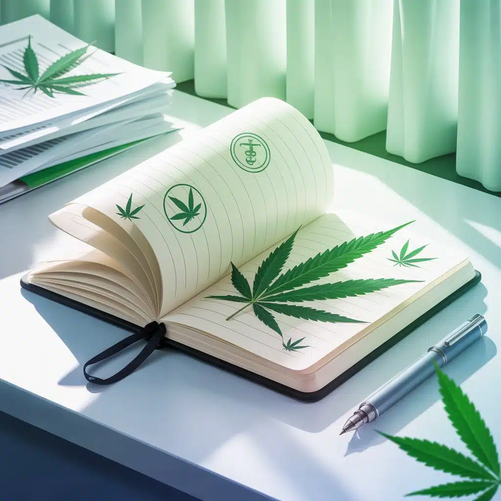 illustration of medical marijuana research, notes, and editorial review illustration of medical marijuana research, notes, and editorial review